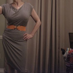 🐼🐼🐼Cabi black and white drape midi dress medium